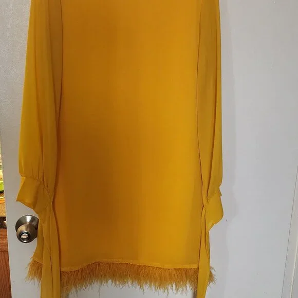 Feather Dress Yellow - Picture 4 of 12